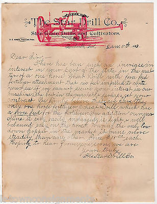 STAR DRILL COMPANY FARM CULTIVATORS RUSHVILLE ANTIQUE GRAPHIC ADVERTISING LETTER - K-townConsignments