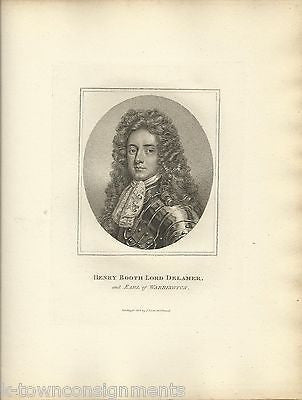 HENRY BOOTH LORD DELAMER ENGLAND ANTIQUE PORTRAIT ENGRAVING PRINT 1806 - K-townConsignments