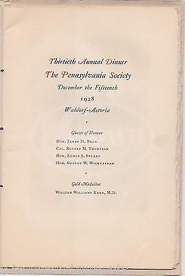 DR WILLIAM KEEN BRAIN SURGEON CHARLES SCHWAB PA NY POLITICAL DINNER PROGRAM 1928 - K-townConsignments