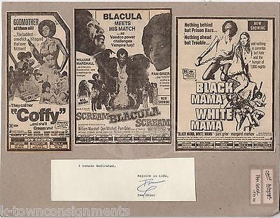 PAM GREIR BLACULA COFFY BLACK MAMA ACTRESS VINTAGE AUTOGRAPH SIGNATURE & PROMOS - K-townConsignments