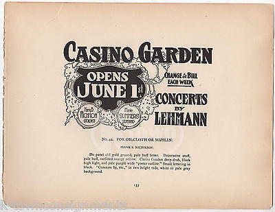 CASINO GARDEN ANTIQUE ART DECO GRAPHIC ADVERTISING SALES SAMPLE PRINT - K-townConsignments