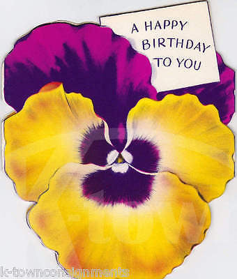 Beautiful Bright Flowers Fold-Out Vintage Graphic Art Birthday Greetings Card - K-townConsignments