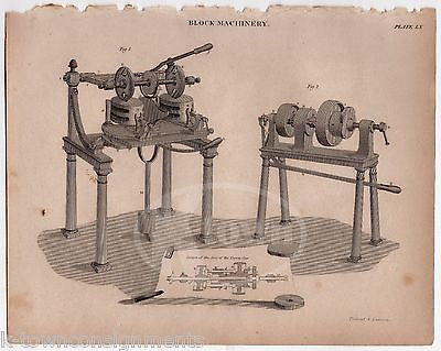 EARLY CROWN MITER SAW CARPENTRY WOOD TOOL ANTIQUE GRAPHIC ENGRAVING PRINT 1832 - K-townConsignments