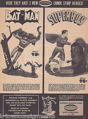 BATMAN & SUPERBOY W/ KRYPTO VINTAGE AURORA ACTION FIGURE KITS ADVERTISING PRINT - K-townConsignments