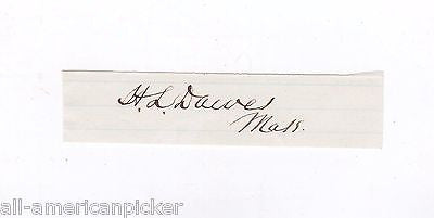 Henry Dawes Act Massachusetts Senator Native American Lands Autograph Signature - K-townConsignments