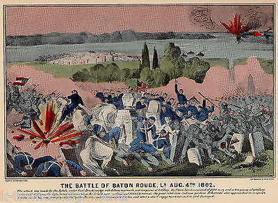 BATTLE OF BATON ROUGE LOUISIANA VINTAGE CIVIL WAR SOLDIERS GRAPHIC POSTER PRINT - K-townConsignments