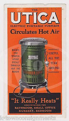UTICA ELECTRIC PORTABLE FURNACES LANCASTER PA ANTIQUE GRAPHIC ADVERTISING FLYER - K-townConsignments
