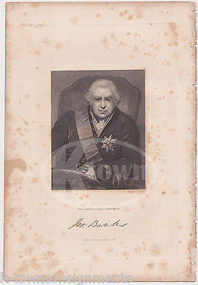 SIR JOSEPH BANKS ENGLISH BOTANIST SCIENTIST ANTIQUE GRAPHIC ENGRAVING PRINT - K-townConsignments