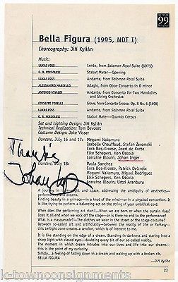 JOHAN INGER BELLA FIGURA BALLET DANCER AUTOGRAPH SIGNED THEATRE PLAYBILL PAGE - K-townConsignments