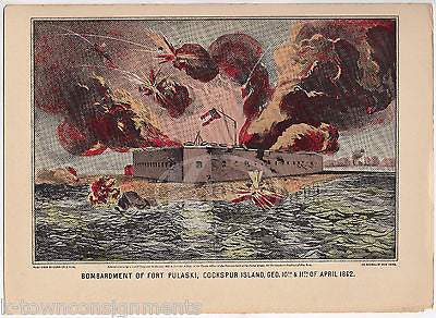 FORT PULASKI COCKSPUR ISLAND GEORGIA VINTAGE CIVIL WAR NAVY BATTLE POSTER PRINT - K-townConsignments