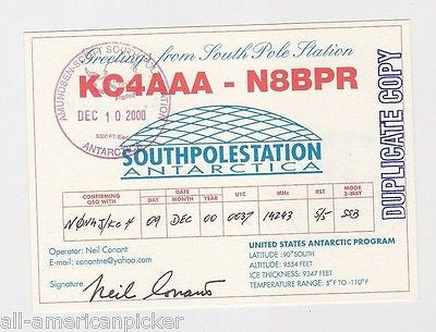 SOUTH POLE STATION ANTARCTICA EXPLORATION NEIL CONANT SOUVENIR STAMPED POSTCARD - K-townConsignments