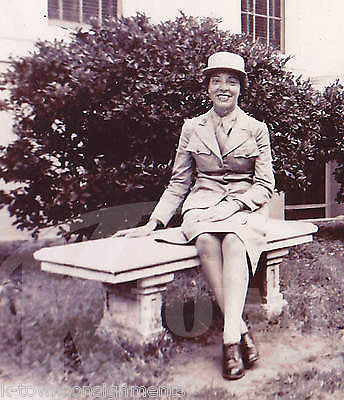 WWII AUXILIARY WOMAN IN UNIFORM VINTAGE MILITARY HOMEFRONT SNAPSHOT PHOTOGRAPH - K-townConsignments