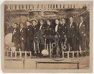 BOBBY NEAL DIXIELAND RAMBLERS JAZZ BIG BAND LARGE ANTIQUE ORCHESTRA STAGE PHOTO - K-townConsignments