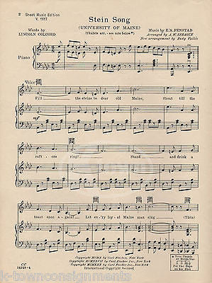 UNIVERSITY OF MAINE STEIN SONG RUDY VALLEE VOICE & PIANO SHEET MUSIC 1930 - K-townConsignments