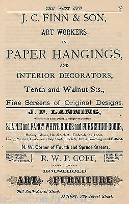 PHILADELPHIA PA WALLPAPER FURNITURE & ART SALES ANTIQUE ADVERTISEMENT PAGE PRINT - K-townConsignments