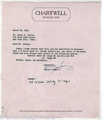 BARRY SINGER CARTWELL BOOKSELLERS VINTAGE AUTOGRAPH SIGNED STATIONERY LETTERHEAD - K-townConsignments