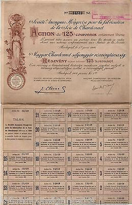 SOCIETE ANTONYME HONGROISE HUNGARIAN TEXTILES FRENCH STOCK CERTIFICATE 1924 - K-townConsignments