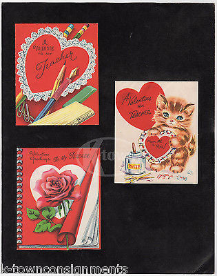 CUTE KITTY CAT FOR TEACHER VINTAGE VALENTINE'S DAY GREETING CARD SALES DISPLAY - K-townConsignments