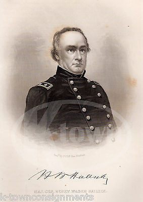 HENRY WAGNER HALLECK CIVIL WAR GENERAL ANTIQUE GRAPHIC ENGRAVING PRINT 1863 - K-townConsignments