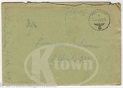 WWII GERMAN FIELD POST 1940 STAMPED POSTAL COVER HANDWRITTEN LETTER FELDPOST - K-townConsignments