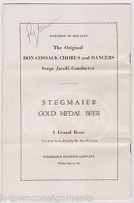 DON COSSACK SERGE JAROFF CHORUS DANCERS AUTOGRAPH SIGNED TEMPLE CONCERT PROGRAM - K-townConsignments