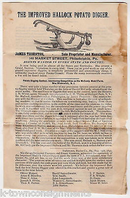 JAMES THORNTON HALLOCK POTATO DIGGER PHILADELPHIA FARMING ANTIQUE ADVERTISING - K-townConsignments