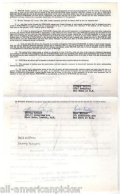 HERB MILLER FRANK SINATRA SONGWRITER ORIGINAL AUTOGRAPH SIGNED MUSIC CONTRACT - K-townConsignments