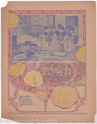 LIBERTY BELLES WILL-O-WISP SONG ANTIQUE GRAPHIC HALLOWEEN PUMPKINS SHEET MUSIC - K-townConsignments