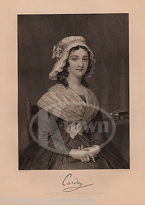 CHARLOTTE CORDAY FRENCH ASSASSIN ANTIQUE PORTRAIT ENGRAVING PRINT BIO - K-townConsignments