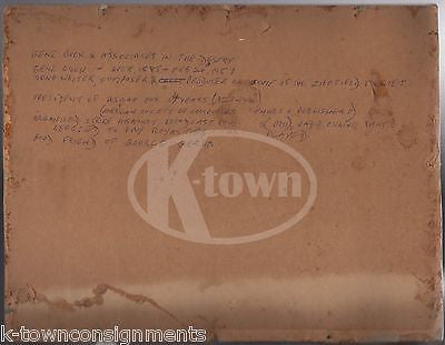 GENE BUCK & ASSOCIATES MUSIC WRITER ASCAP PRESIDENT VINTAGE PHOTO ON BOARD - K-townConsignments