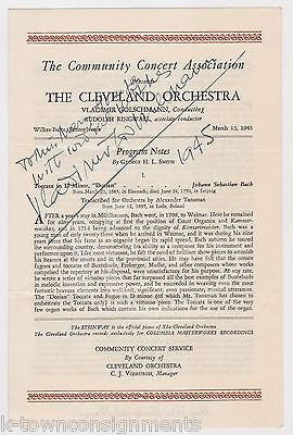 VLADIMIR GOLSCHMANN ORCHESTRA CONDUCTOR AUTOGRAPH SIGNED CLEVELAND PROGRAM 1945 - K-townConsignments