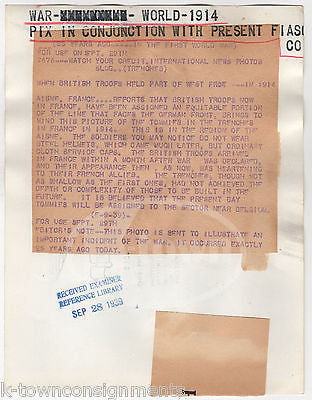 WWI BRITISH SOLDIERS ON THE FRENCH LINE AISNE FRANCE ANTIQUE PRESS PHOTO 1914 - K-townConsignments