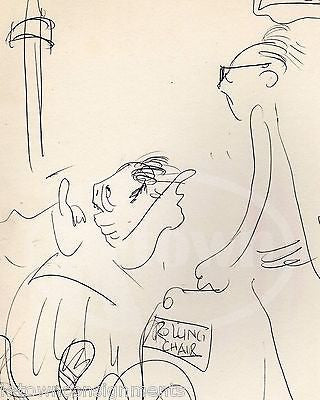 ATLANTIC CITY BEACH ELDER HUMOR ORIGINAL HAL GEORGE CARTOON INK SKETCH DRAWING - K-townConsignments