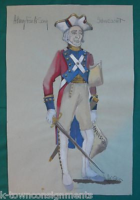 INVASION GENERAL A PENNY FOR A SONG THEATRE COSTUME DESIGN SKETCH PAINTING - K-townConsignments