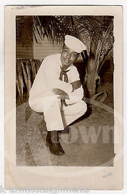 AFRICAN AMERICAN NAVY SAILOR VINTAGE WWII AUTOGRAPH SIGNED PHOTO POSTCARD - K-townConsignments