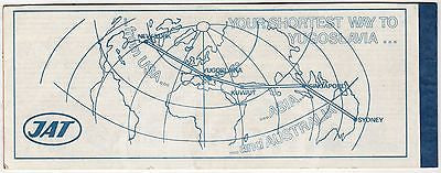 JUGOSLAVIA AIR TRANSPORT AIRLINE VINTAGE GRAPHIC ADVERTISING FLIGHT TICKET STUB - K-townConsignments