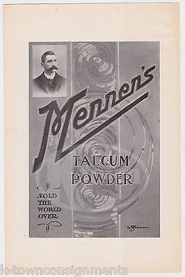 MENNEN'S TALCUM POWDER PHARMACEUTICAL MEDICINE ANTIQUE GRAPHIC ADVERTISEMENT - K-townConsignments