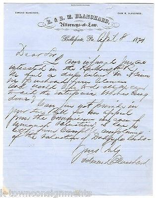 EDMUND BLANCHARD ROBBER BARON LAWYER AUTOGRAPH SIGNED KARTHAUS RAILROAD LETTER - K-townConsignments