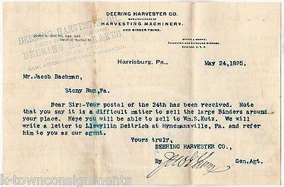 DEERING HARVESTER FARM TOOLS HARRISBURG PA ANTIQUE AUTOGRAPH SIGNED LETTER 1895 - K-townConsignments