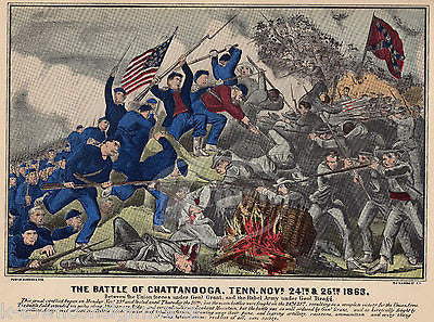 BATTLE OF CHATTANOOGA TENNESSEE VINTAGE CIVIL WAR SOLDIERS GRAPHIC POSTER PRINT - K-townConsignments
