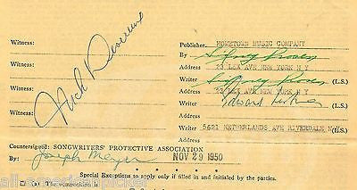 EDWARD LISBONA ELVIS SONG GENTLY VINTAGE AUTOGRAPH SIGNED MUSIC CONTRACT 1950 - K-townConsignments