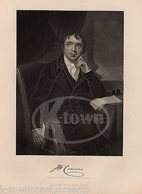 JOHN PHILPOT CURRAN IRISH ORATOR ANTIQUE PORTRAIT ENGRAVING PRINT BIO - K-townConsignments