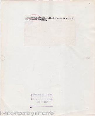 JOHN METCALF SNOW SKI MOUNTAIN CLIMBING SKINS VINTAGE NEWS PRESS PHOTOGRAPH - K-townConsignments