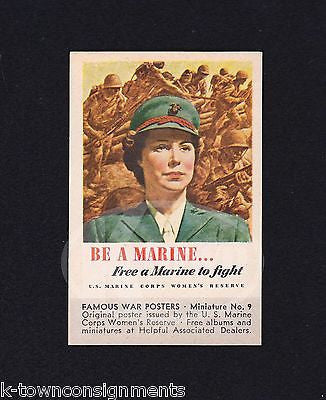 BE A MARINE WAVES US WOMEN'S RESERVE VINTAGE WWII GRAPHIC MINI WAR POSTER - K-townConsignments