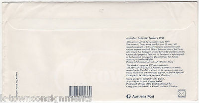 ANTARCTIC PEACE TREATY AUSTRALIA TERRITORY STAMPED POSTAL MAIL COVER 1991 - K-townConsignments
