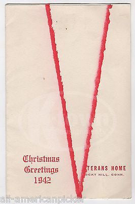 ROCKY HILL CONNECTICUT VETERANS HOME COMING VINTAGE CHRISTMAS DINNER MENU 1942 - K-townConsignments