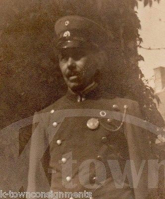 UNIDENTIFIED POLICE OR FIREMAN IN UNIFORM LARGE ANTIQUE SNAPSHOT PHOTOGRAPH - K-townConsignments
