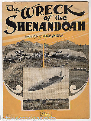 WRECK OF THE SHENANDOAH ZEPPELIN AIRSHIP ANTIQUE GRAPHIC ART SHEET MUSIC 1925 - K-townConsignments