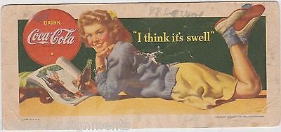 COCA-COLA I THINK IT'S SWELL COKE GRAPHIC ADVERTISING SCHOOL GIRL INK BLOTTER - K-townConsignments