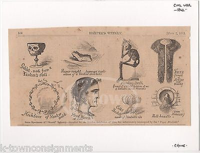 CIVIL WAR TROPHIES YANKEE SKULL GOBLET ANTIQUE GRUESOME SCULTUR ENGRAVING PRINT - K-townConsignments